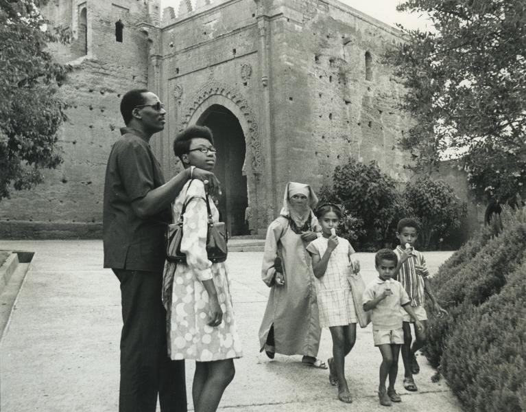 Randy Weston with daughter. Rabat, Morocco, 1968 (cropped). By Val Wilmer