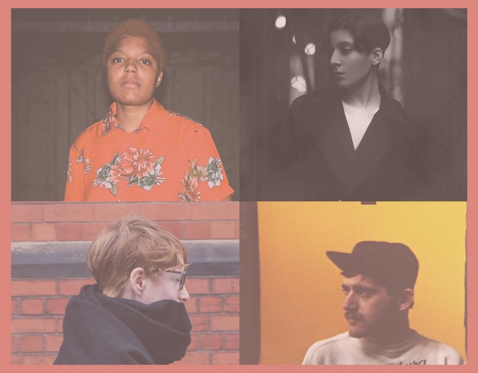 Clockwise from top left: Loraine James by Eddie Otchere, Fatima Al Qadiri by Dom Smith, Patrick Cowley, Kelly Jayne Jones by Seba Kurtis