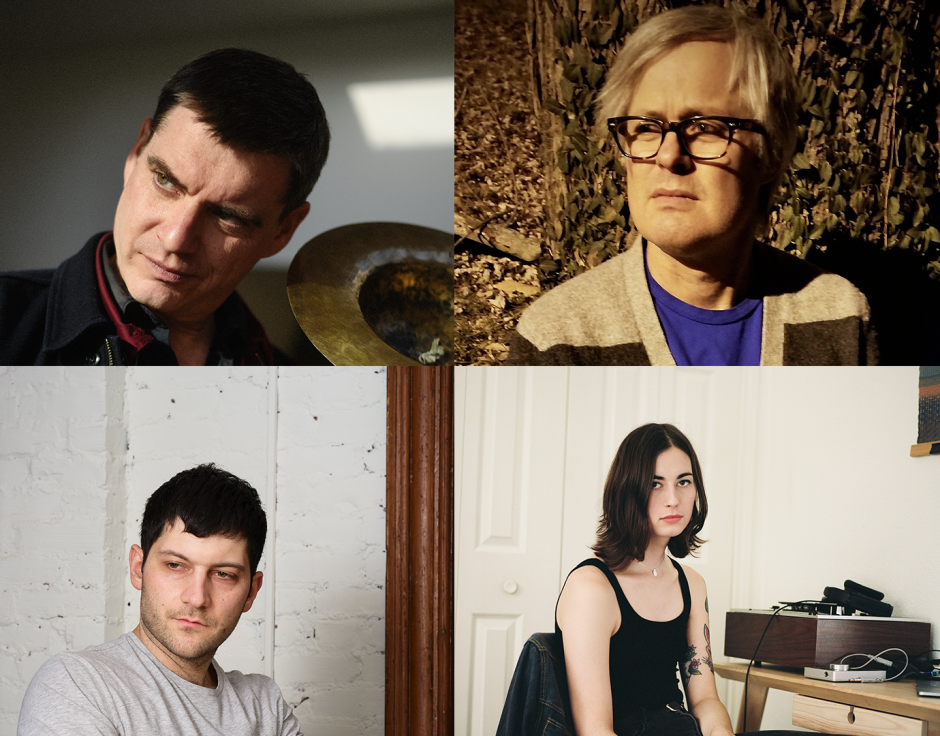 Clockwise from top left: Will Guthrie by Elise Toïdé, Tim Barnes courtesy Tim Barnes, Claire Rousay by Katherine Squier & Eli Keszler by Tim Schutsky