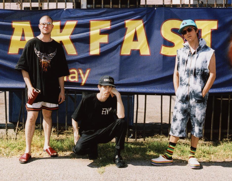 Sam Gendel (centre) with Philippe Melanson (left) and Gabe Noel, North Hollywood, Los Angeles, 2019. Photo by Michael Schmelling