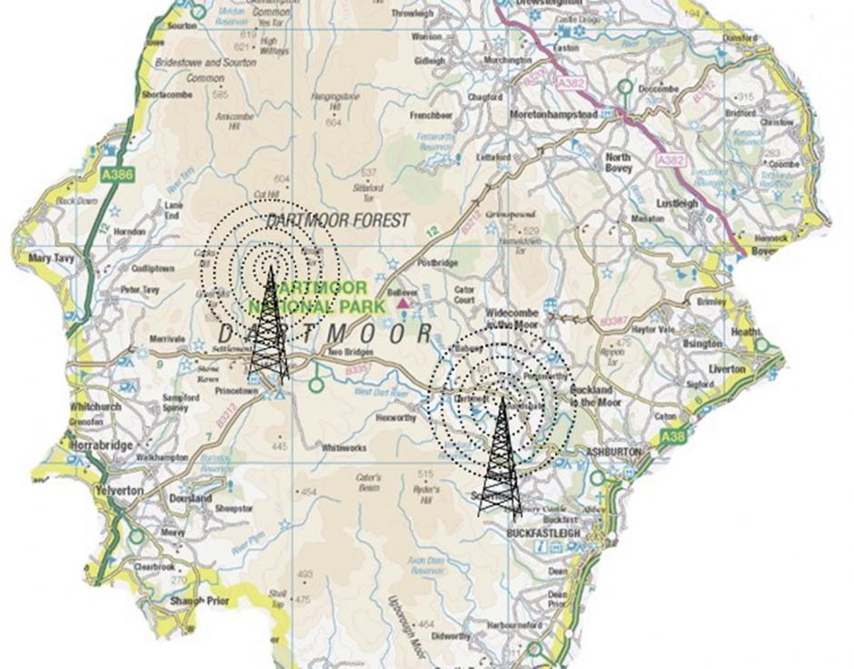 Map of rural Dartmoor
