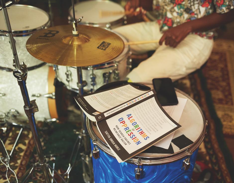 Give the drummer some: Mourning [A] BLKstar’s kit featured on page 44 of The Wire 439. Photo by Da’Shaunae Marisa
