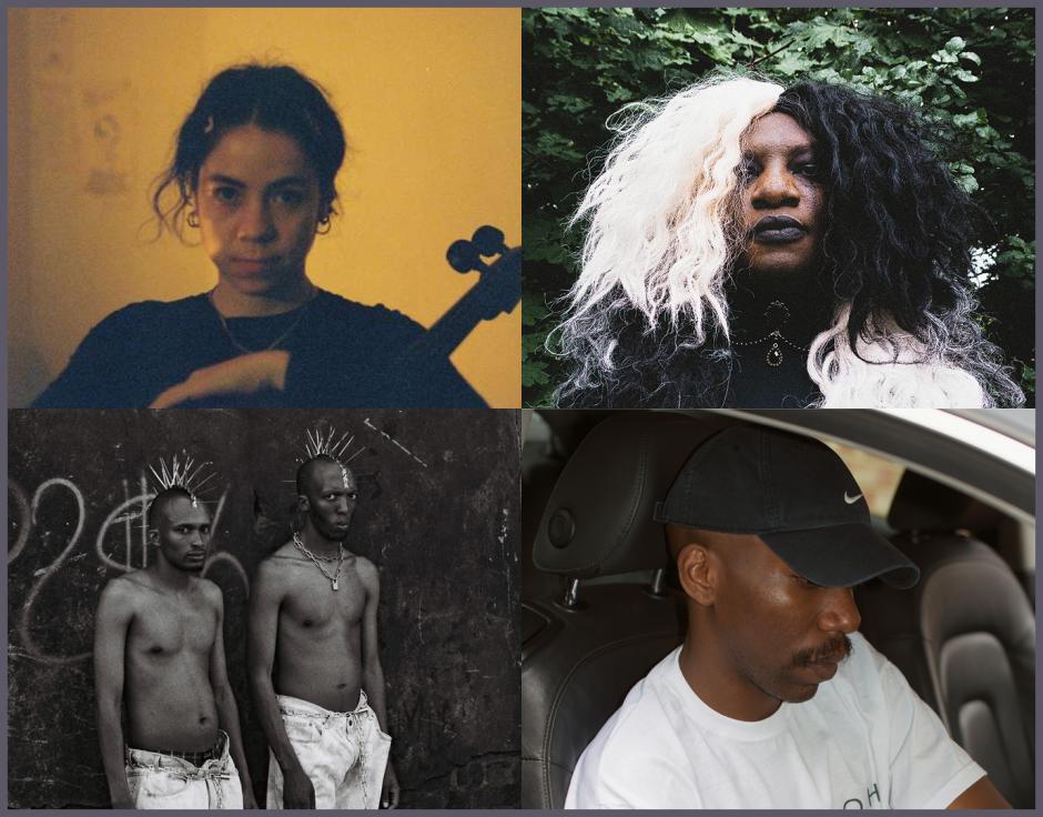 Clockwise from top left: Mabe Fratti; Backxwash by Mechant Vaporwave; Dean Blunt in The Wire 367 by Nick Waplington; Stiff Pap