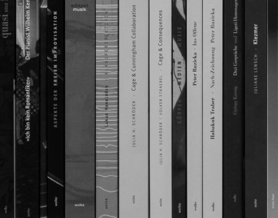 Wolke Verlag books on the shelf. Courtesy Wolke Verlag