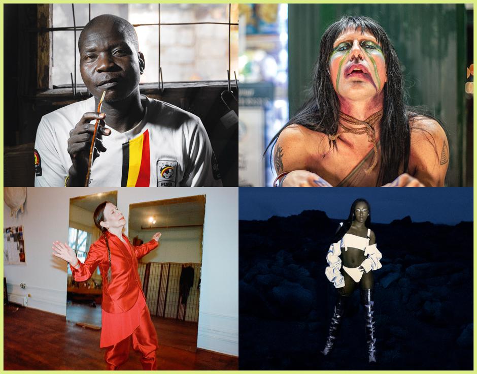 Clockwise from top left: Ocen James by Noah Grothe; Christeene; Debby Friday by Katrin Braga; Meredith Monk by Amber Mahoney