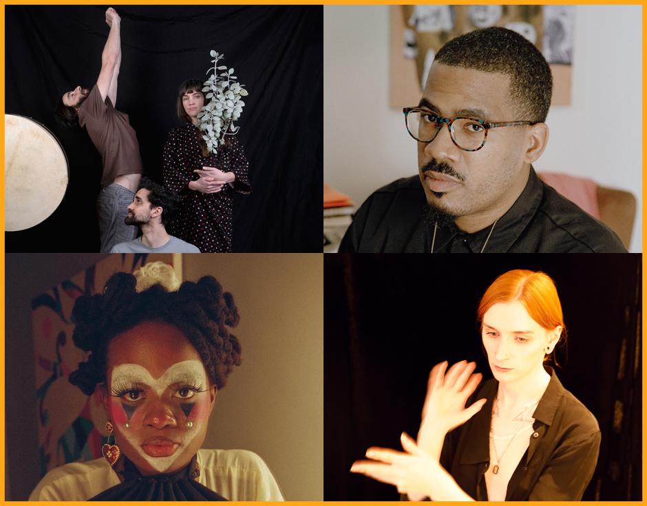 Clockwise from top left: Širom in The Wire 469 by Anja Smaka; James Brandon Lewis in The Wire 469 by Amina Gingold; aya in The Wire 468 by Nicole Ngai; Cleo Reed by Jacob Consenstein