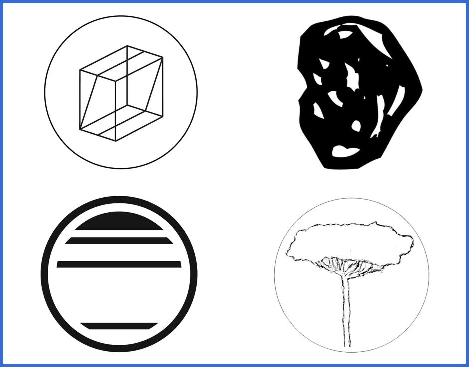 Clockwise from top left: Thalamos logo; Rekem logo; Dasa Tapes logo; Coherent States logo