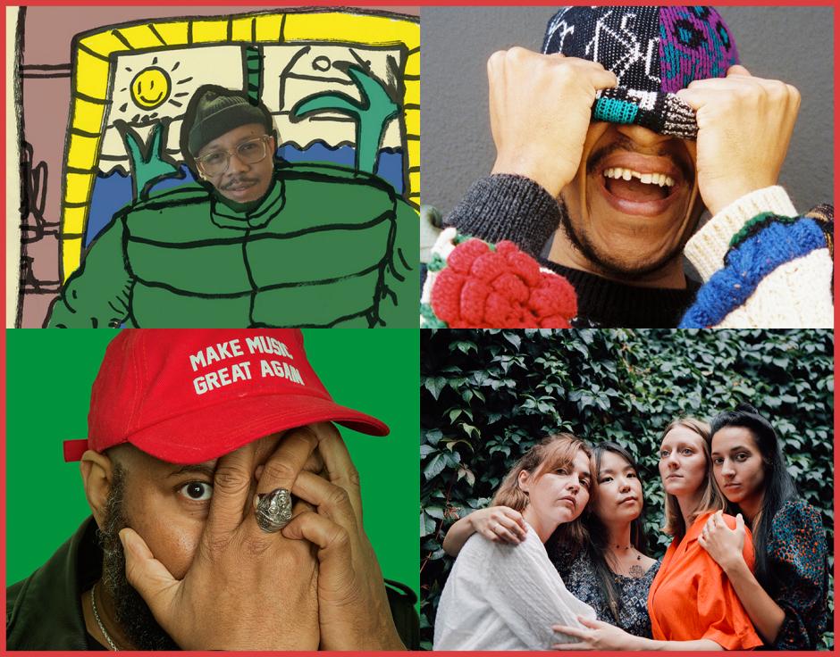 Clockwise from top left: Unkle G An Honest Meal cover art by Genevieve Dieng; AshTreJinkins It's Trash Now cover art; Lucidvox by Kosta Kondrukhov; Beans by Lauren Hillary Voss