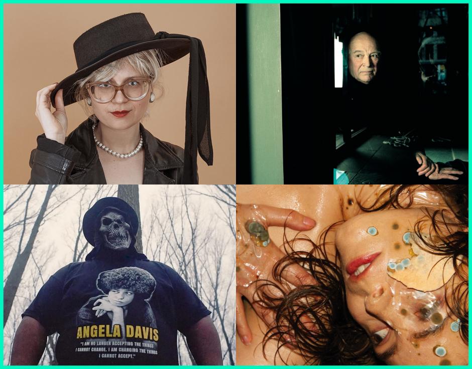 Clockwise from top left: Mary Ocher by Kai Heimberg; Conrad Schnitzler in The Wire 267 by Andy Rumball; Kee Avil by Fatine-Violette Sabiri; Fatboi Sharif by George Douglas Peterson