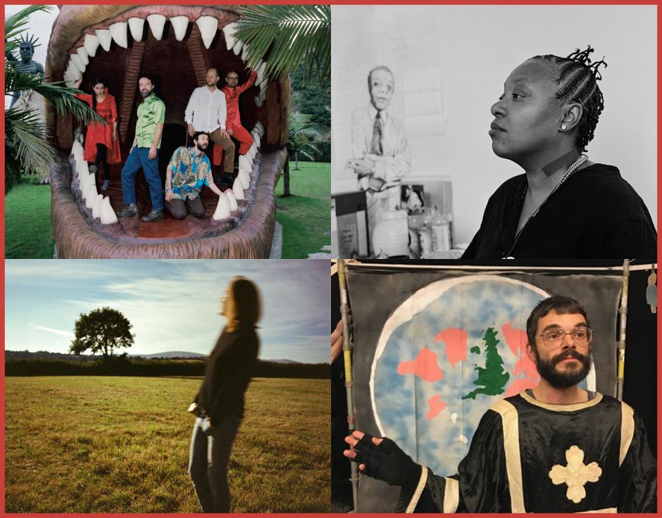 Clockwise from top left: Meridian Brothers in The Wire 403 by Mateo Gomez Garcia; Meshell Ndegeocello by Andre Wagner; Ergo Phizmiz; Beth Gibbons by Netti Habel