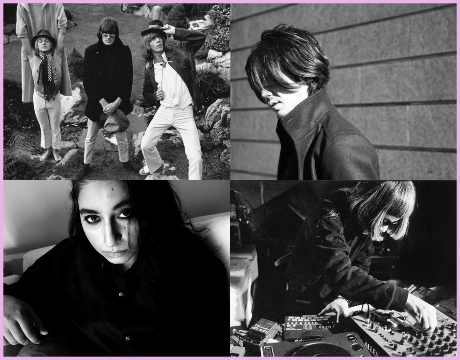 Clockwise from top left: Soft Machine by Mark Ellidge; Yui Onodera; Keiji Haino by Funaki Kazuyuki; Arooj Aftab by Shreya Dev Dube