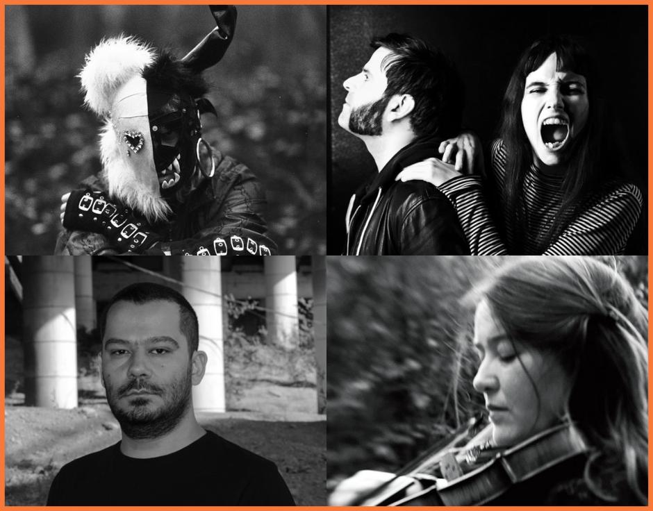 Clockwise from top left: Kamixlo; Dame Area; Laura Cannell; Tegh