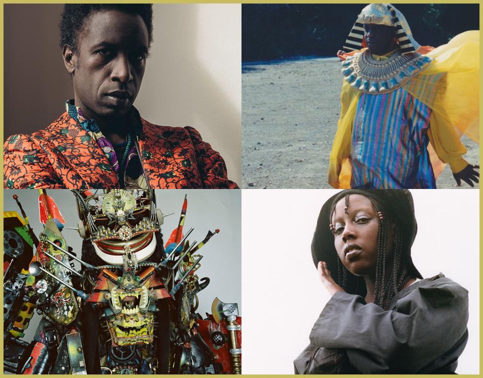 Clockwise from top left: Saul Williams; Sun Ra; Klein by Joyce NG; Rammellzee by Kevin Knight