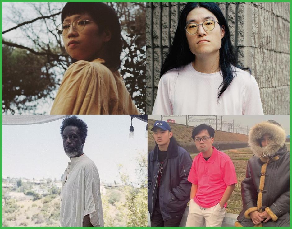 Clockwise from top left: gyrofield; Sunik Kim by Justin Leveritt; BBBBBBB; Saul Williams by David O Alekhuogie