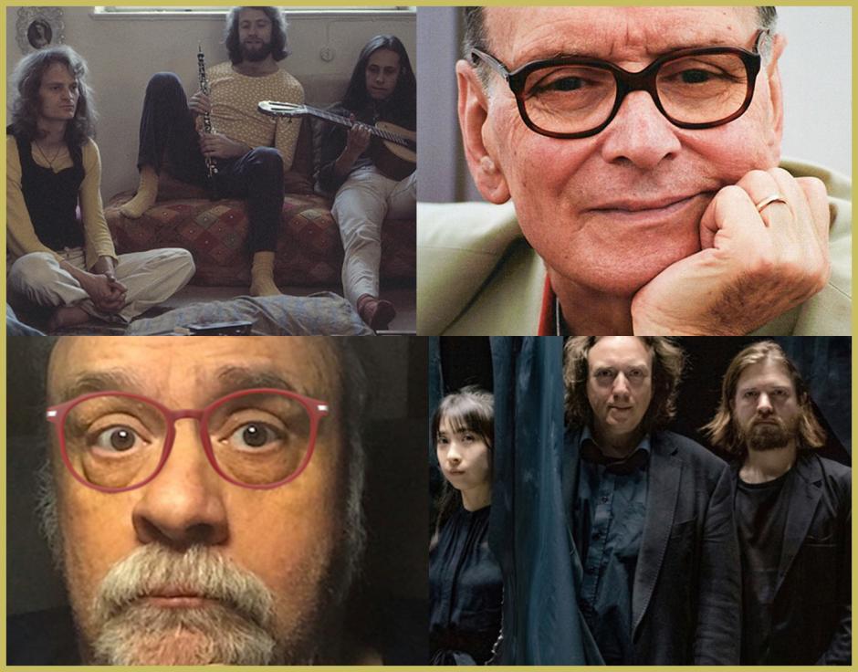 Clockwise from top left: Popol Vuh; Ennio Morricone; Tangerine Dream; Joseph Renzetti