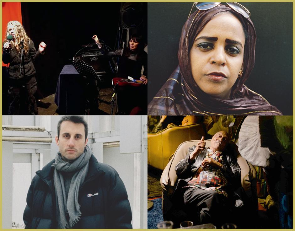 Clockwise from top left: Eve Libertine & Eva Leblanc by Mick Duffield; Noura Mint Seymali by Georg Gatsas; Mulatu Astatke by Gilleam Trapenberg; Alexander Hawkins by André Cepeda