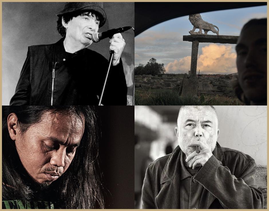 Clockwise from top left: Alan Vega by Dom Garcia; John T Gast courtesy John T Gast; Peter Brötzmann by Zira Koritnik; Wukir Suryadi by Briah Whar