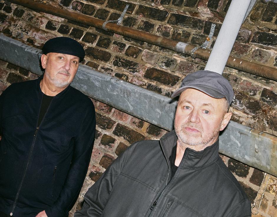Test Dept’s Paul Jamrozy (left) and Graham Cunnington in The Wire 502, London, October 2025. Photo by Joshua Tarn