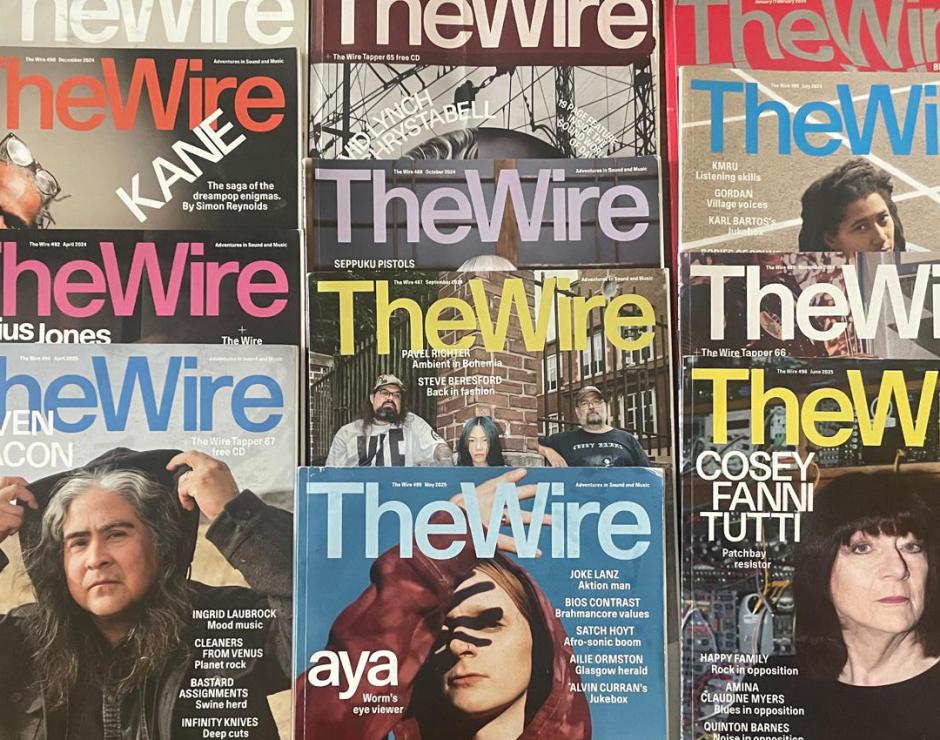A wall of recent issues of The Wire