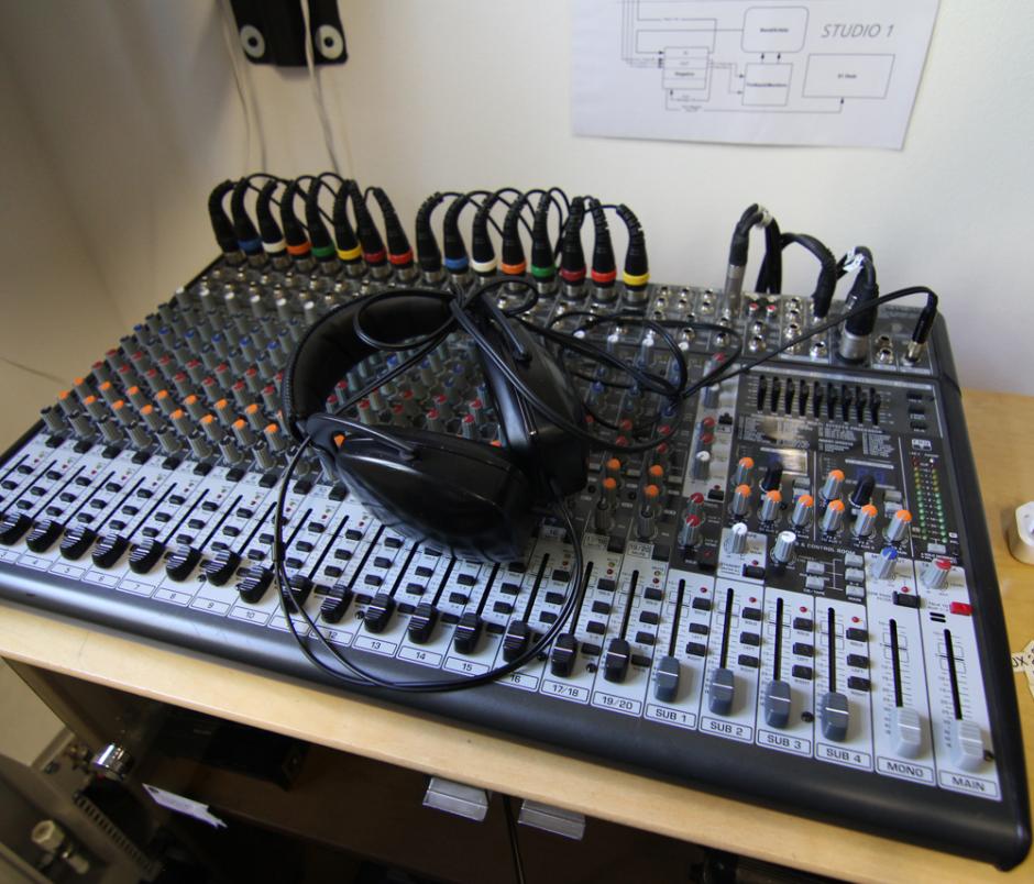 Resonance FM studio mixing desk headphones
